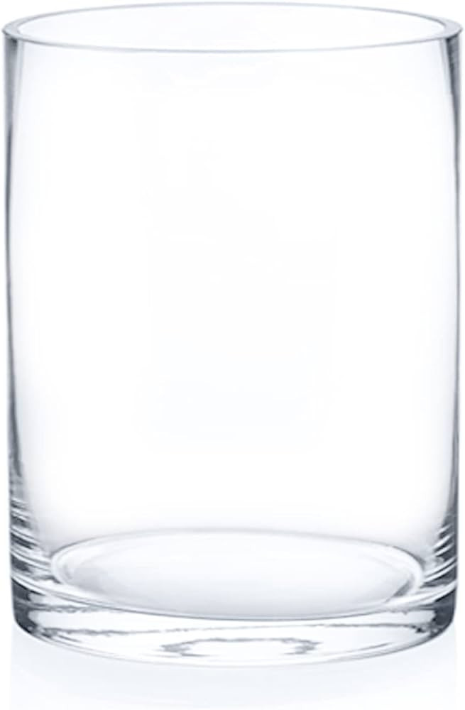 Clear Glass Cylinder Vase 6 x 8 Inches, Clear Flower Vases, Pillar Candle Hurricane Floating Cand... | Amazon (US)