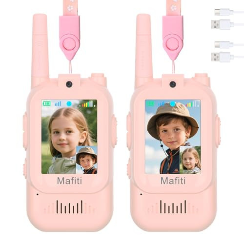 Mafiti Toys for 3 4 5 6 7 8 Year Old Boys Girls Mini Video Walkie Talkies for Kids 2 Pack Rechargeable 1000 Feet Range Birthday Indoor Outdoor (Pink+Pink) | Amazon (US)