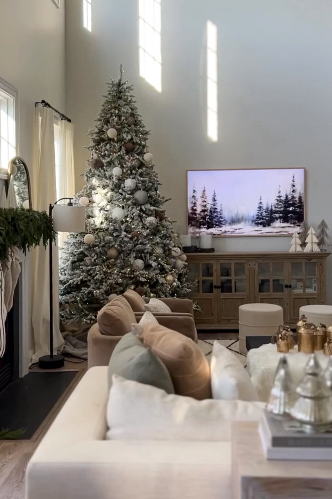 Christmas decor, Christmas tree, holiday bells, coffee table, Loloi rug, holiday decor, accent chair, living room decor 

#LTKHome #LTKSeasonal