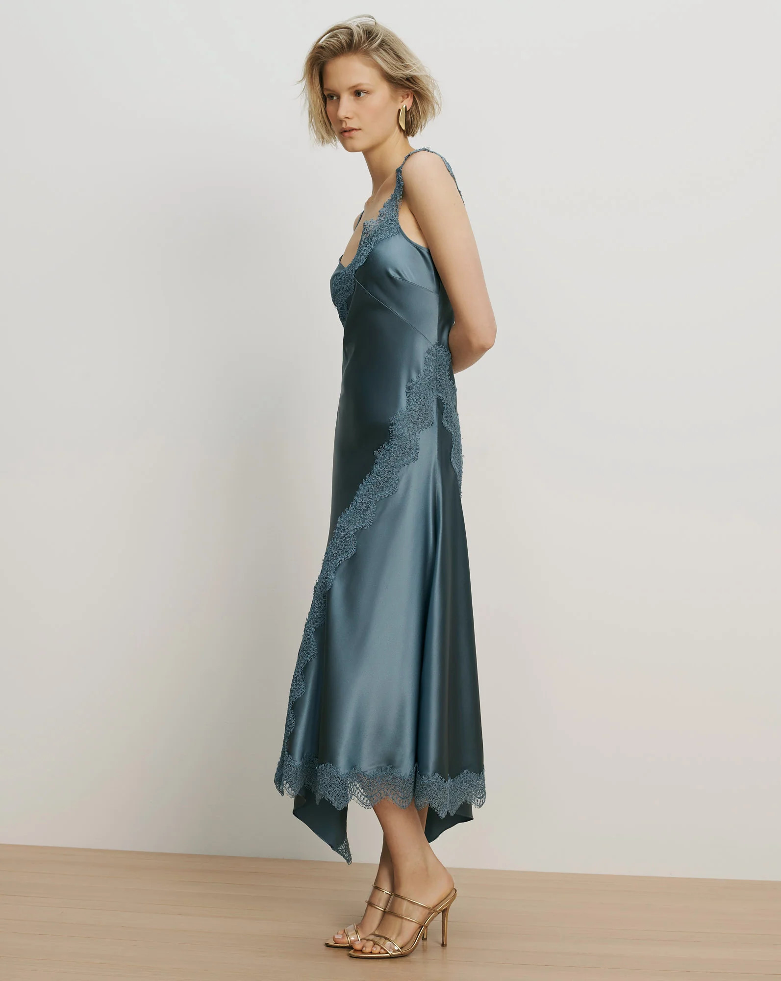 Vernon Lace Maxi Dress in Blue Silk Steel | Veronica Beard | Veronica Beard