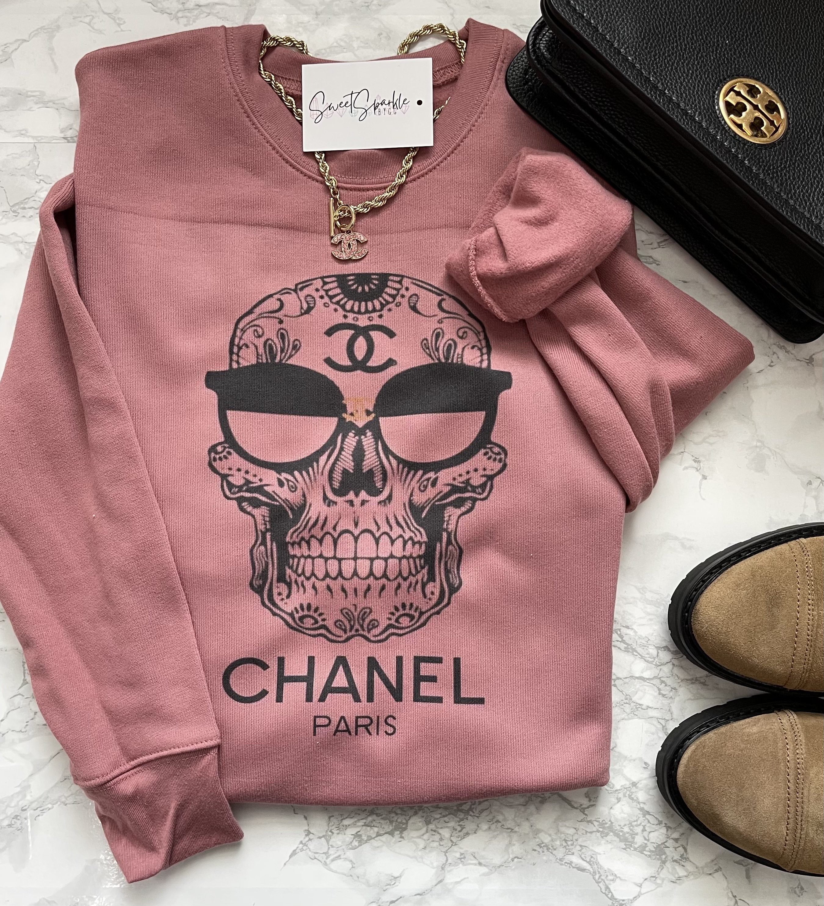 Sugar skull cc Mauve sweatshirt | Sweet Sparkle by GG 