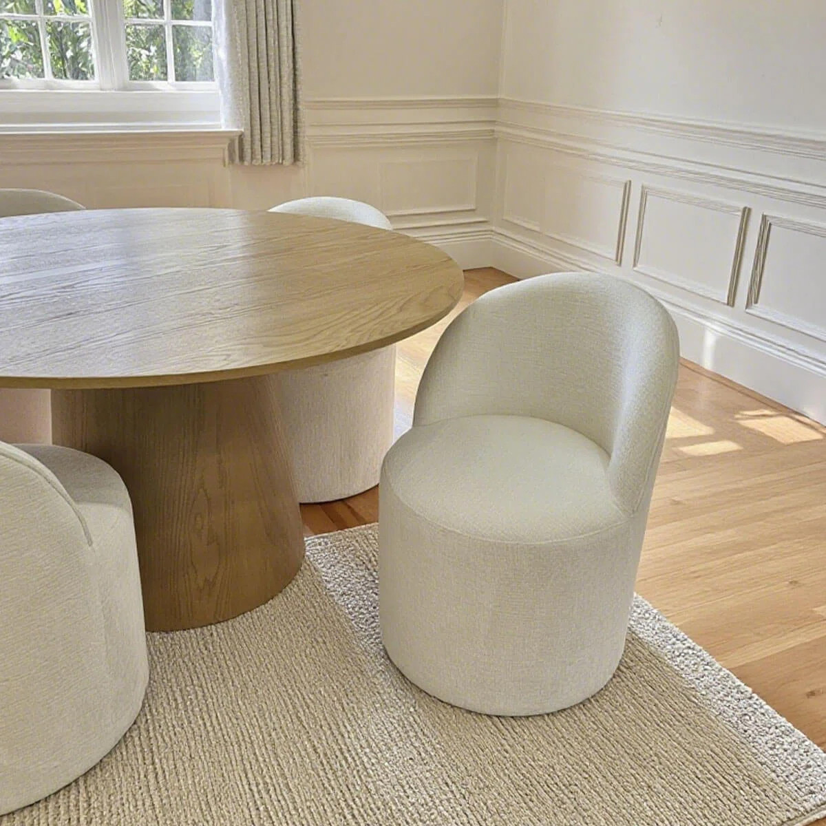 Rolling Chenille Upholstered Dining Chair With Hidden Casters | Wayfair North America