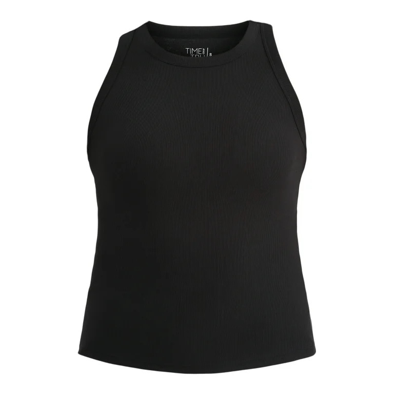 Time and Tru Women's High Neck Ribbed Tank Top, Sizes XS-XXXL | Walmart (US)