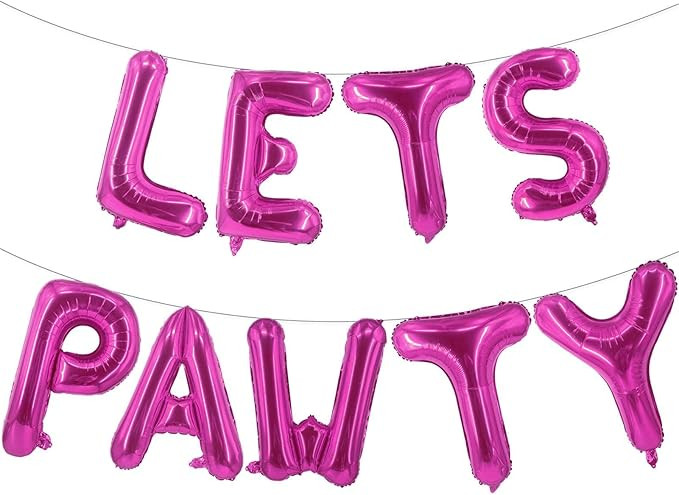 9 Pcs Lets Pawty Balloons Banner 16 Inch, Dog Cat Pet Birthday Letters Sign Lets Pawty Balloons H... | Amazon (US)