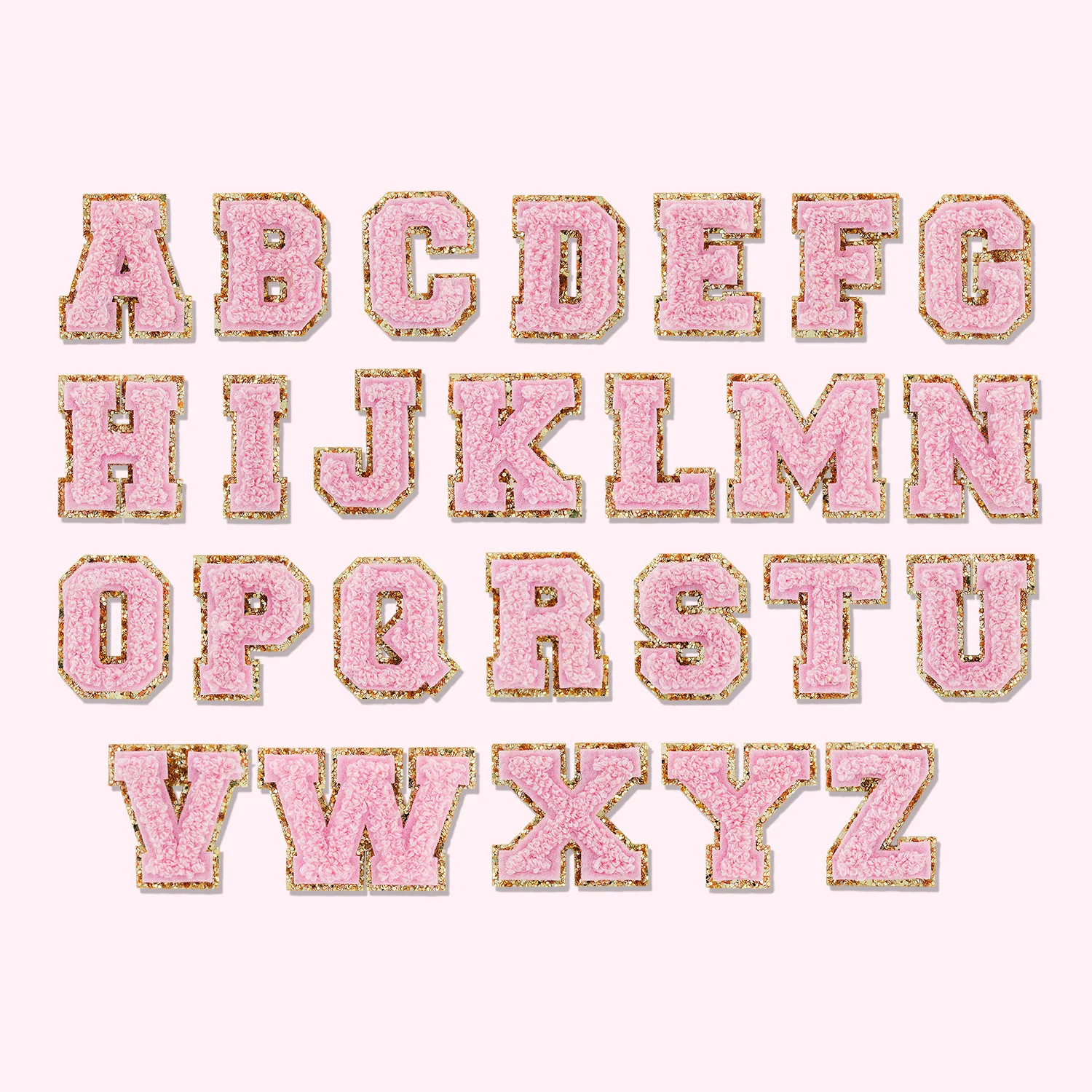 Flamingo Mini Glitter Varsity Letter Patch | Stoney Clover Lane Patches | Stoney Clover Lane