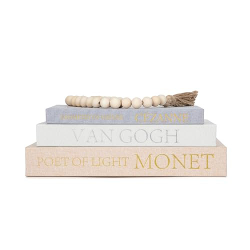 TwoDays Decorative Books for Coffee Table Decor – Faux Book Storage Box Set for Home Shelves, Linen Fabric Storage Boxes, Aesthetic Stacked Book Decoration for Living Room (Set of 3) | Amazon (US)