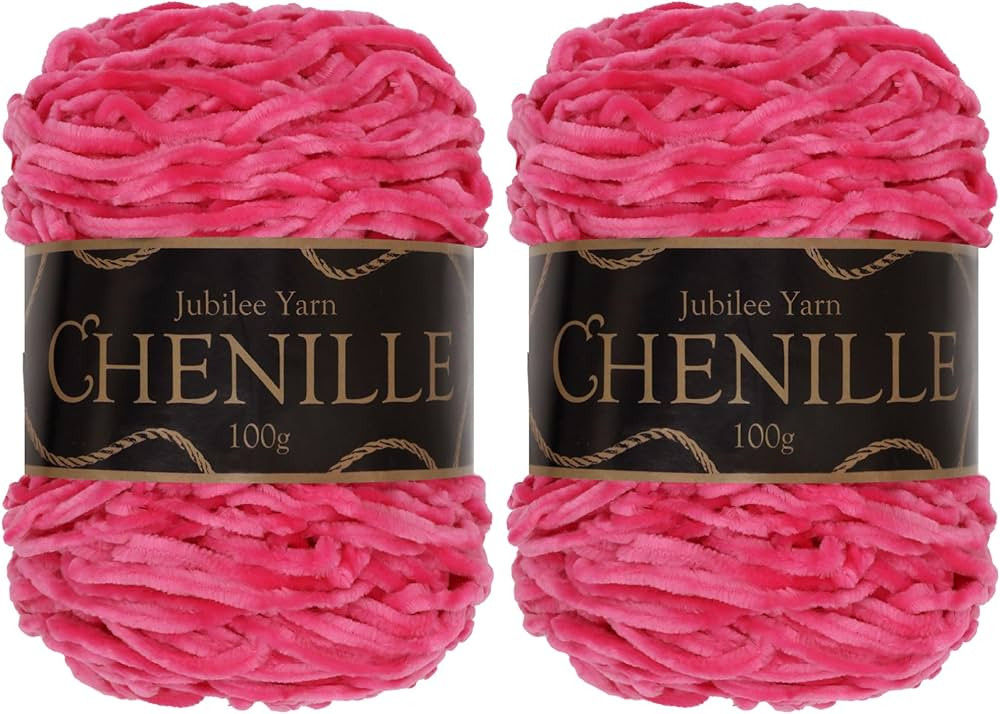 JubileeYarn Chenille Yarn - Worsted Weight - 100g/cake - Bubblegum - Dark Hot Pink Velvet - Croch... | Amazon (US)