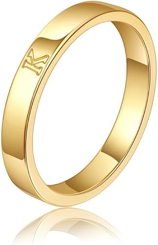 WFYOU 18K Gold Filled Initial Rings for Women Girls that Don't Tarnish Dainty Gold Initial Ring A... | Amazon (US)