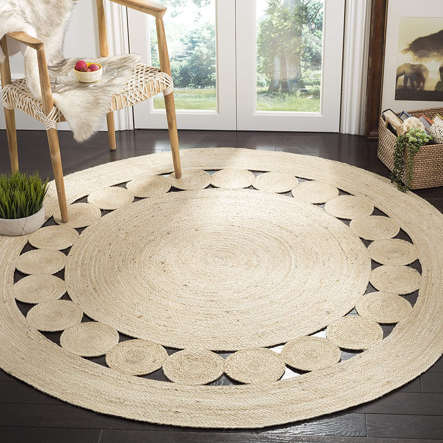 Natural Fiber Collection Ivory Jute Round Area Rug, 3' Diameter | Walmart (US)