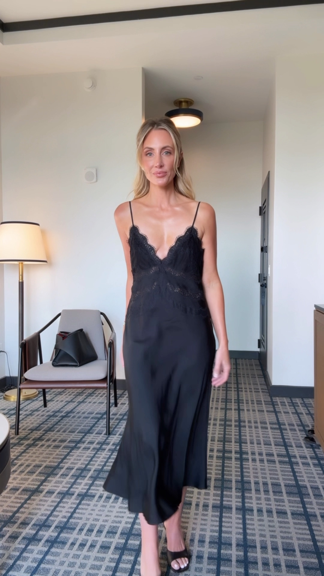 This dress is truly the most beautiful slip dress in the whole wide world. It runs tts. I am in my normal size - a size 4. I love that it flares out slightly at the bottom instead of hugging your curves. It is the little black dress of your dreams. 

#LTKParties #LTKCon #LTKStyleTip