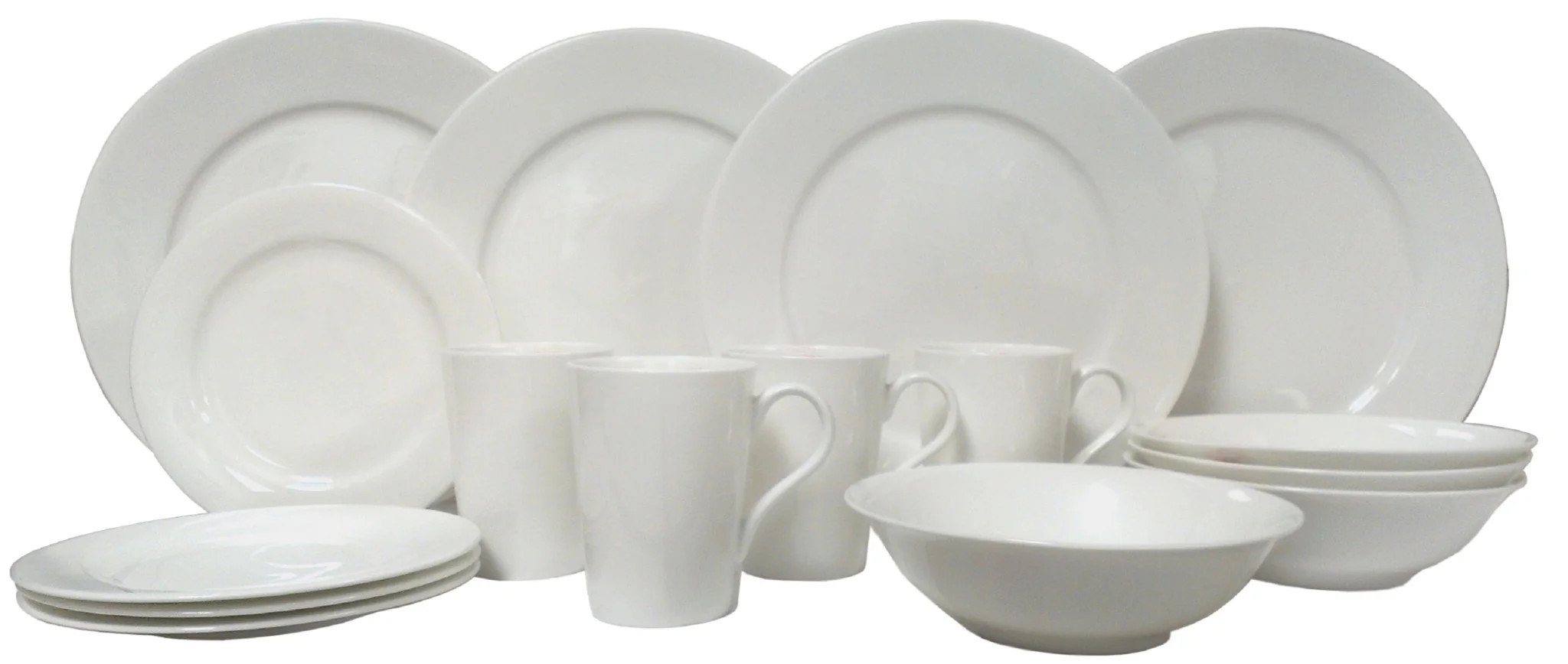 White Sixteen Piece Round Bone China Service For Four Dinnerware Set | Shop Simon