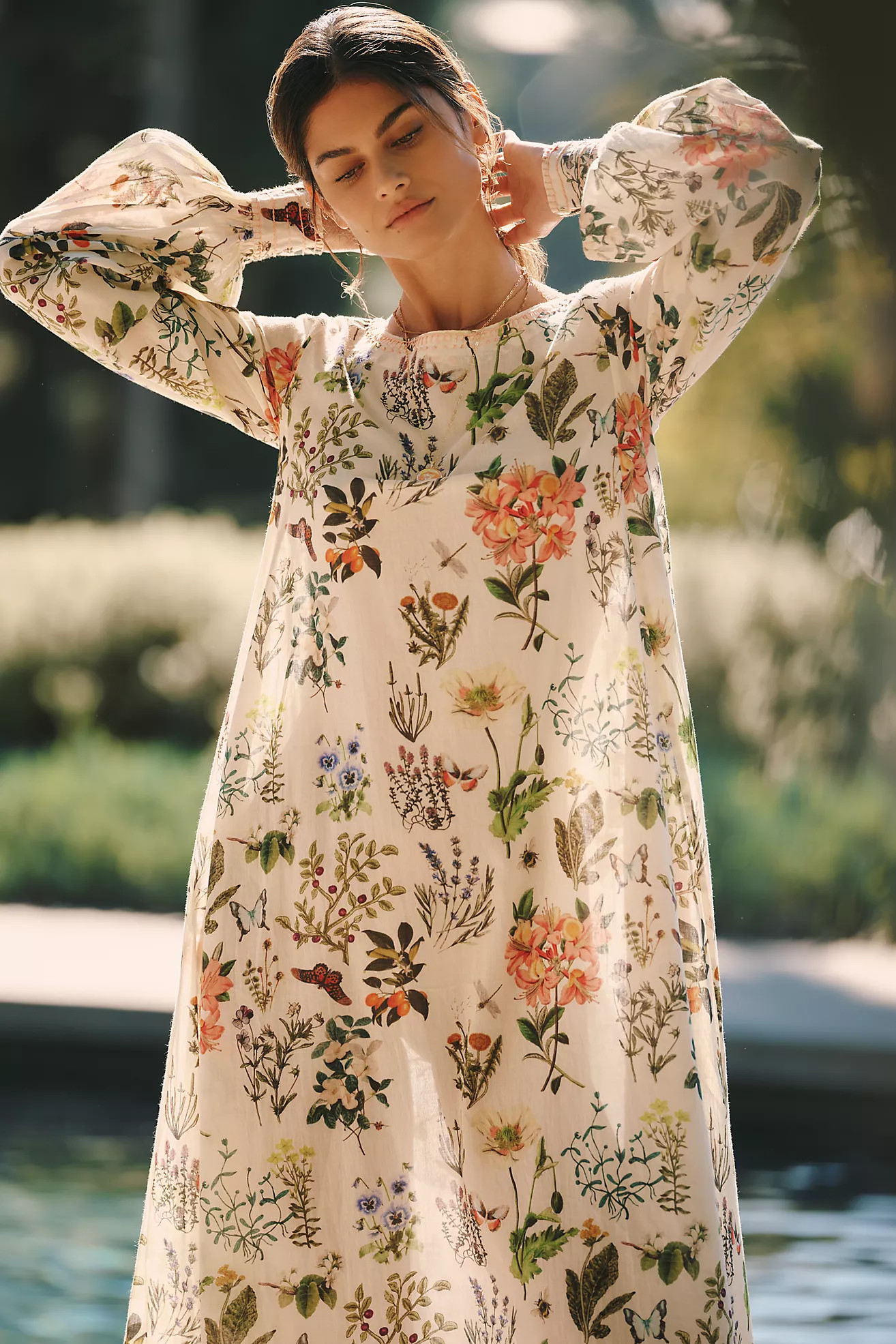 Ro's Garden Linda Long-Sleeve Midi Dress | Anthropologie (US)