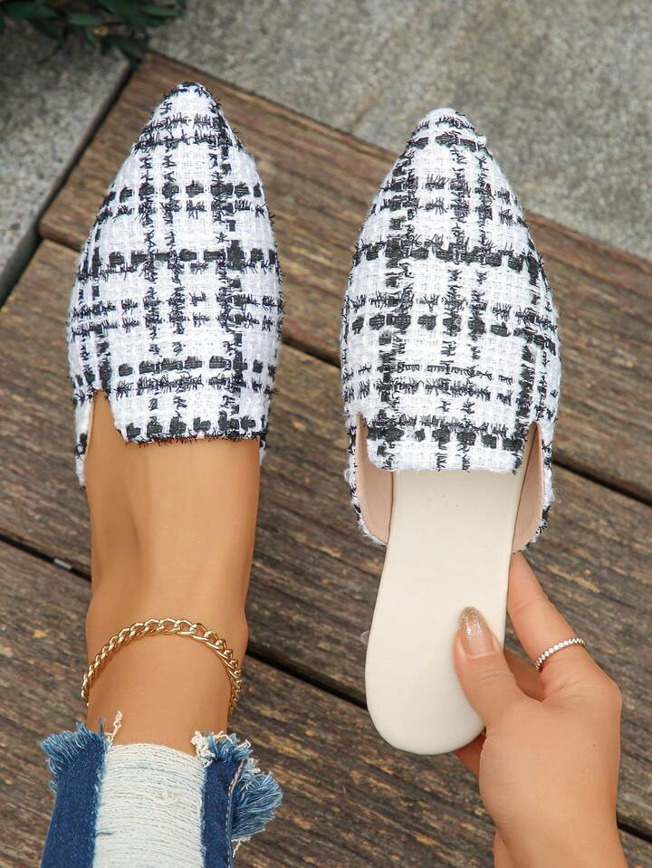 Large Size 35-45 Spring/Autumn Fashionable Pointed Toe Women's Slip-On Half Slippers For Outdoors... | SHEIN