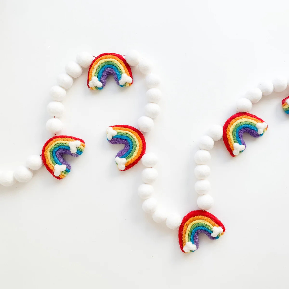 Simple Primary Rainbow Felt Ball Garland | Pearl & Jane