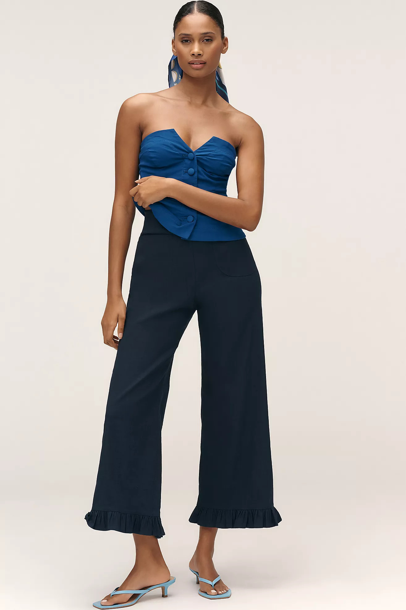 The Colette Magic Fabric Ruffle-Hem Crop Wide-Leg Pants by Maeve | Anthropologie (US)