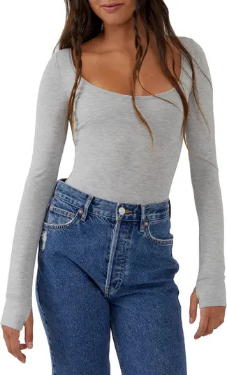 Free People Settle In Scoop Neck Long Sleeve Bodysuit | Nordstrom | Nordstrom