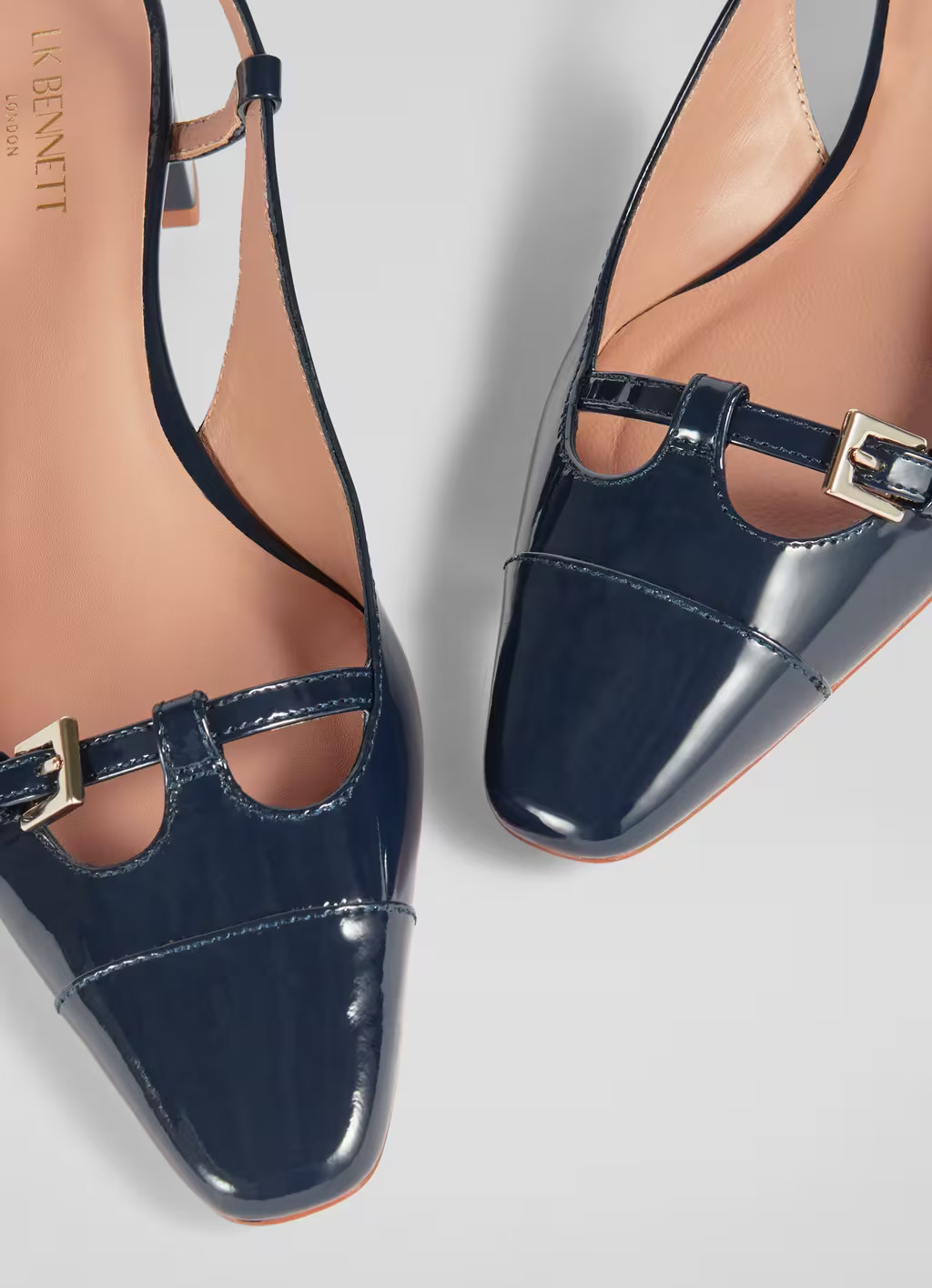 Gracie Navy Patent Block Heel Slingbacks | L.K. Bennett (UK)