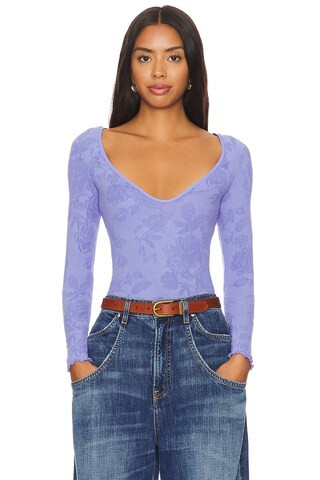 Free People x Intimately FP Send Love Long Sleeve Bodysuit In Lolite from Revolve.com | Revolve Clothing (Global)