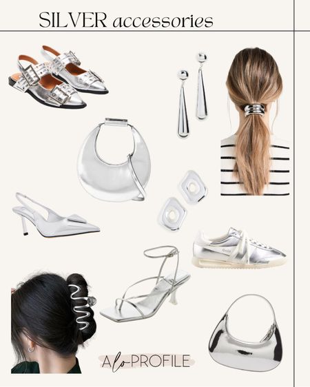 Silver Accessories I am eyeing! Great to dress any outfit up from sneakers to hair accessories. Styling these pieces really elevates an outfit without trying too hard! 

#LTKshoecrush #LTKitbag #LTKstyletip