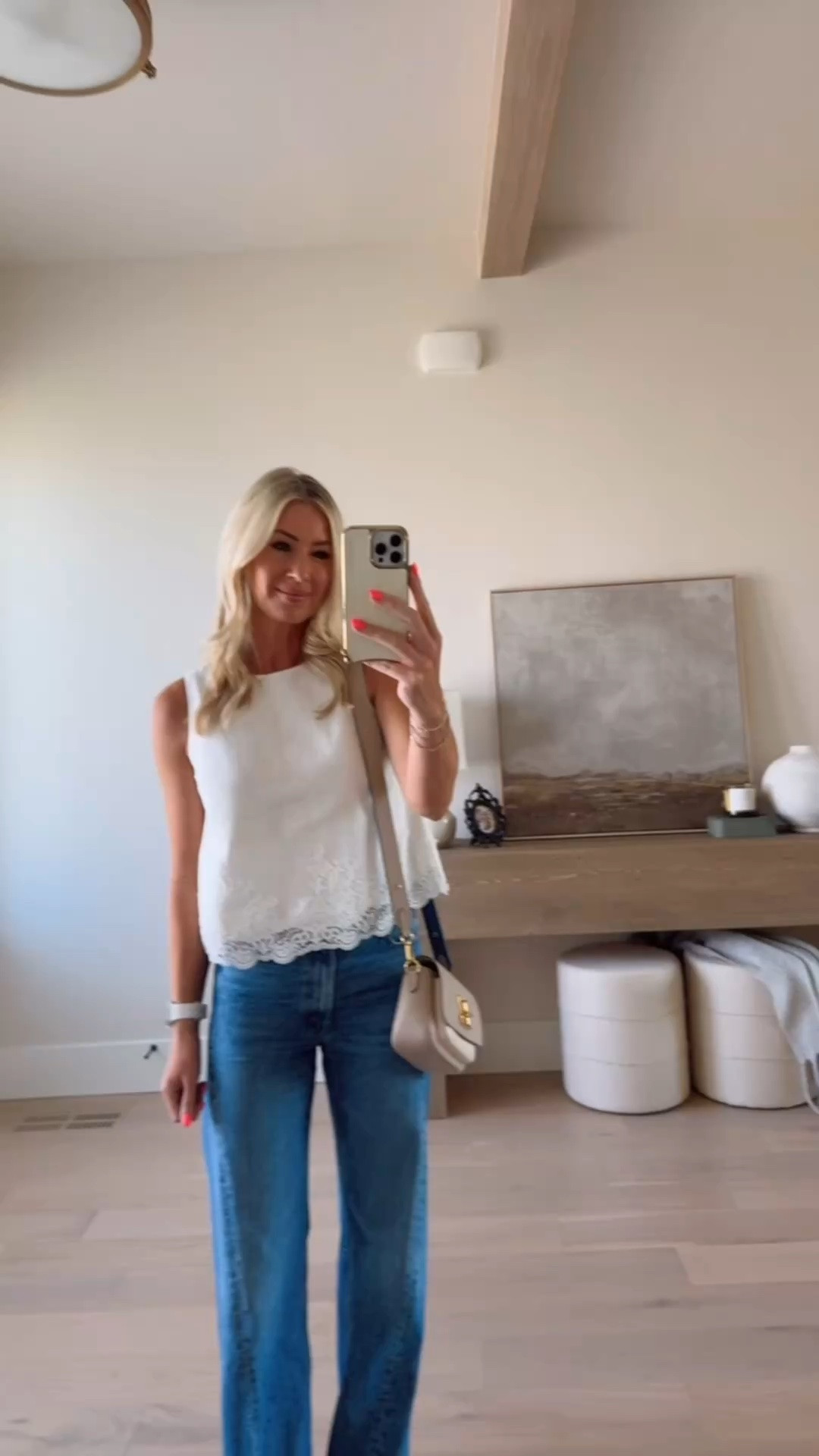 The perfect Mother denim 
Jeans 
Summer look 
Vici lace trim top

#LTKootd #LTKOver40 #LTKSeasonal