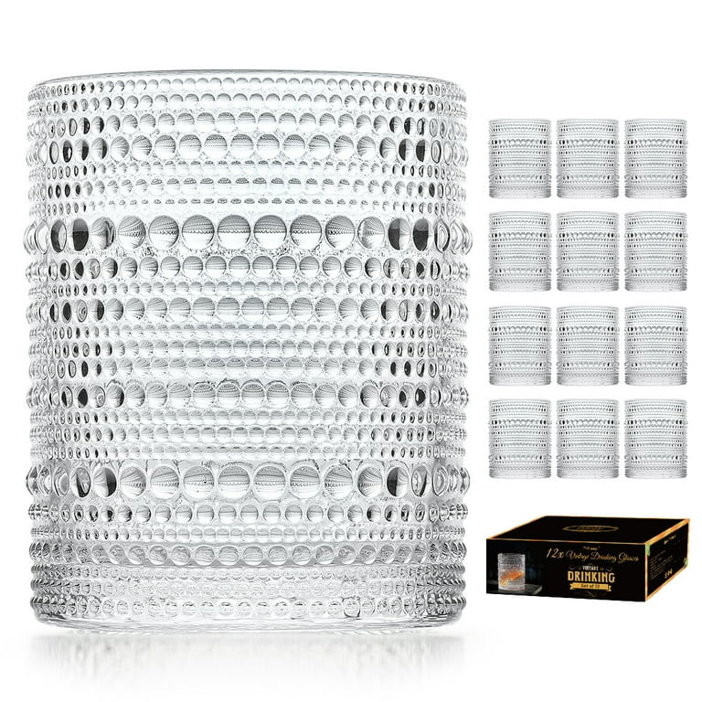 Pohoudy Hobnail Drinking Glasses Set of 12, (15oz) Romantic Water Glasses, Vintage Beaded Glasswa... | Walmart (US)