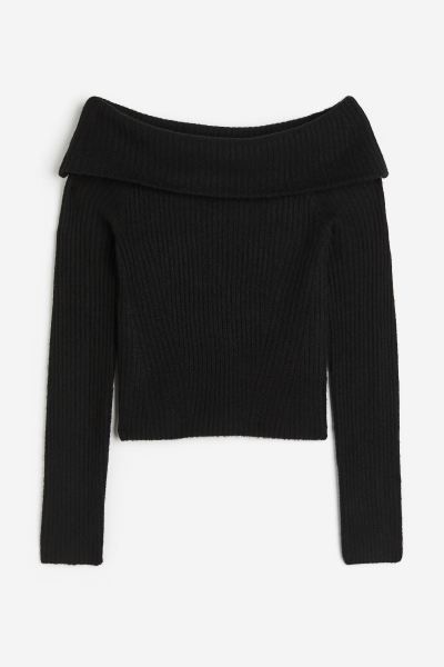 Off The Shoulder Sweater - Black - Ladies | H&M AU | H&M (AU)