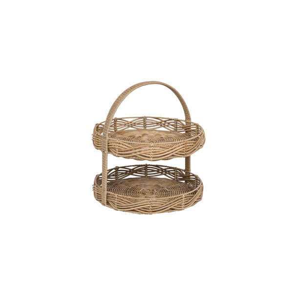 Better Homes & Gardens Alameda Resin Rattan 2-Tier Round Serving Stand | Walmart (US)
