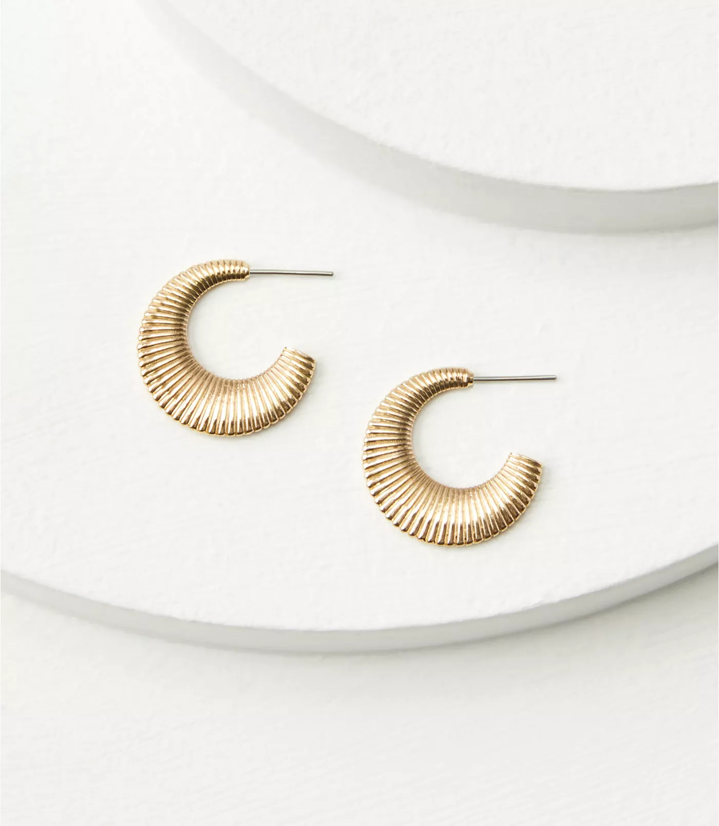 Ribbed Flat Hoop Earrings | LOFT