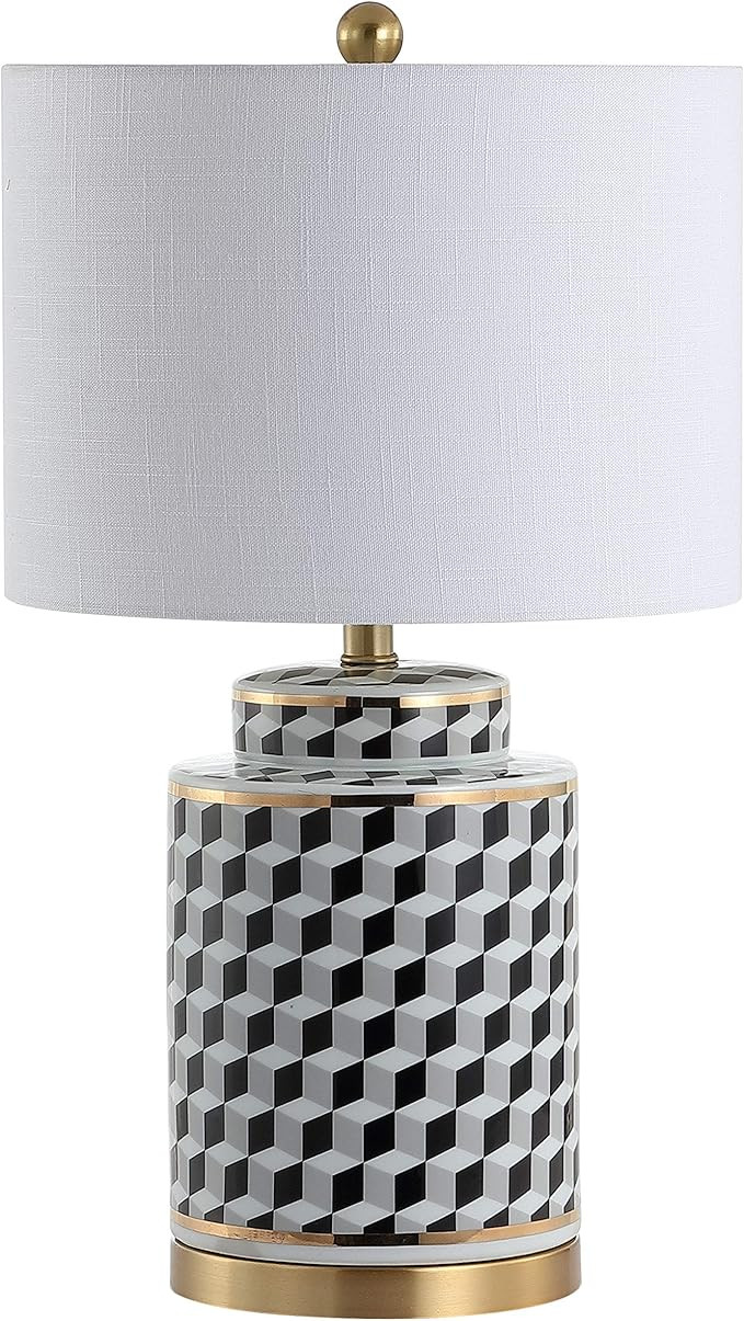 JONATHAN Y JYL3048A Ellie 24.5" Tumbling Block Ceramic/Metal LED Lamp Contemporary,Transitional f... | Amazon (US)