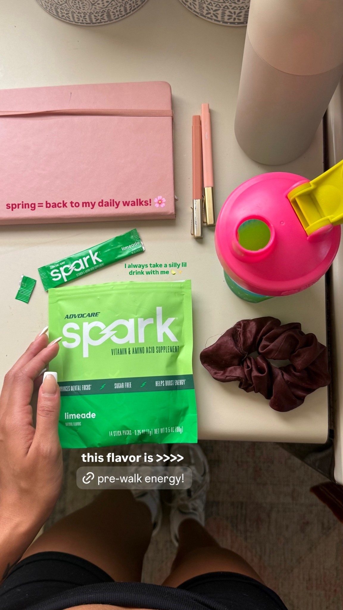 today’s pre-walk energy drink! 🔋🍋‍🟩🏝️⭐️✨ @advocare #spark 