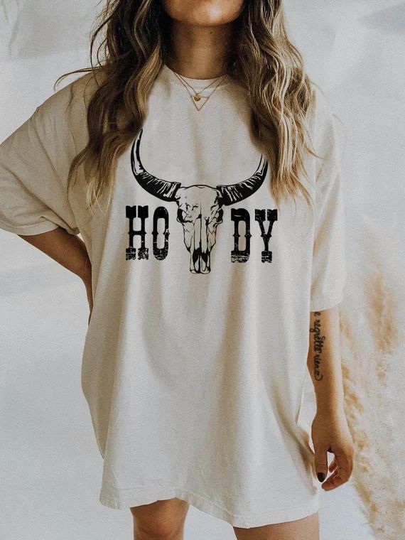 Howdy T Shirt Western Graphic Tee Oversize Graphic Tee Cute - Etsy | Etsy (US)