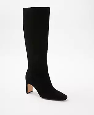 High Blade Heel Suede Boots | Ann Taylor
