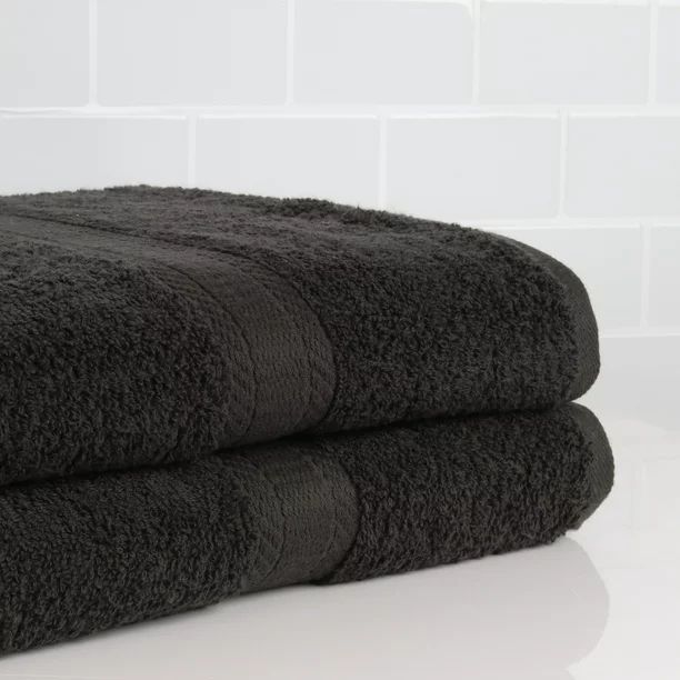 Mainstays Basic Solid 2-Piece Bath Sheet Set, Rich Black - Walmart.com | Walmart (US)