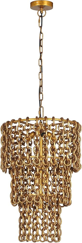 Tov Furniture Nirsa Brass Chain Link 3-Tier Chandelier | Amazon (US)