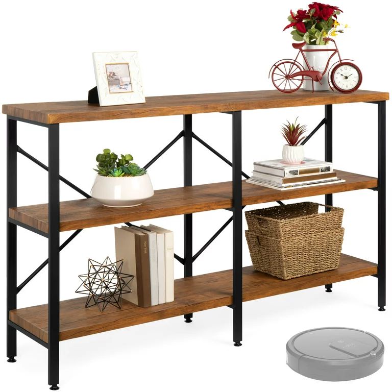 Best Choice Products 55in Rustic 3-Tier Console Table for Living Room, Entry w/ Non-Scratch Feet ... | Walmart (US)