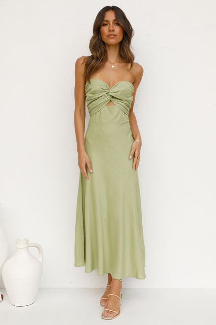 Strapless Backless Vacation Maxi Dresses - Green | Cherley