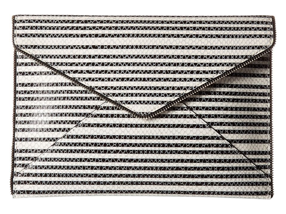 Rebecca Minkoff - Striped Snake Leo Clutch (Black/White) Clutch Handbags | Zappos