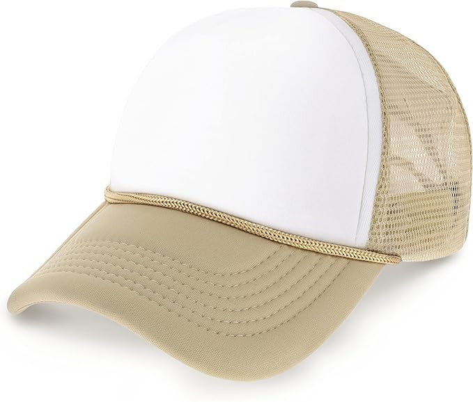 Classic Foam Trucker Hat Summer Mesh Rope Cap Solid Two Toned Blank Hat for Mens Womens Adjustabl... | Amazon (US)