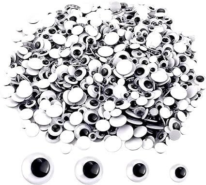 Upins 1000 Pcs Black Wiggle Googly Eyes with Self-Adhesive, 6mm 8mm 10 mm 12mm Mixed Packaging | Amazon (US)