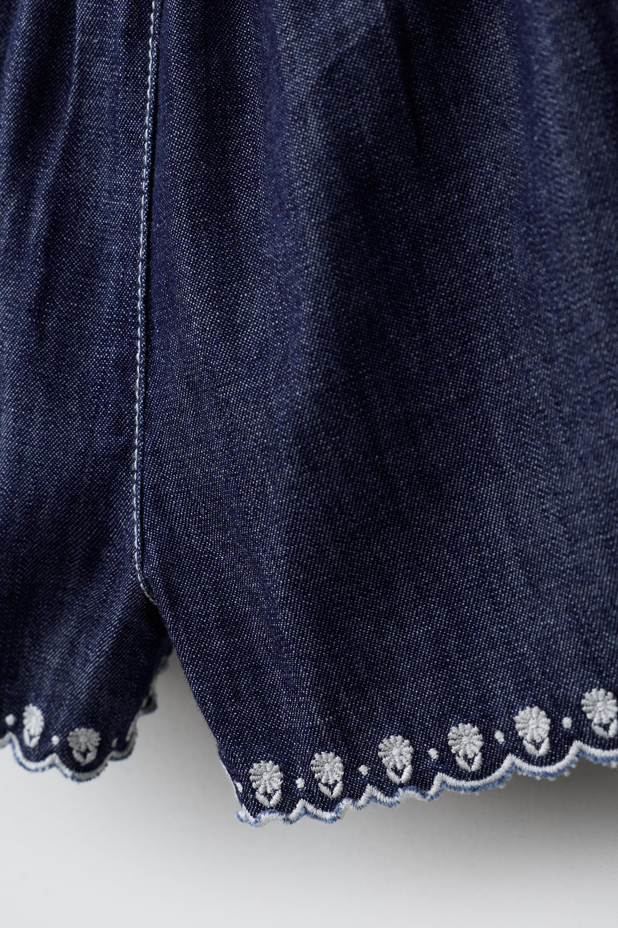 FLOWY EMBROIDERED FLORAL DENIM SHORTS | Zara US