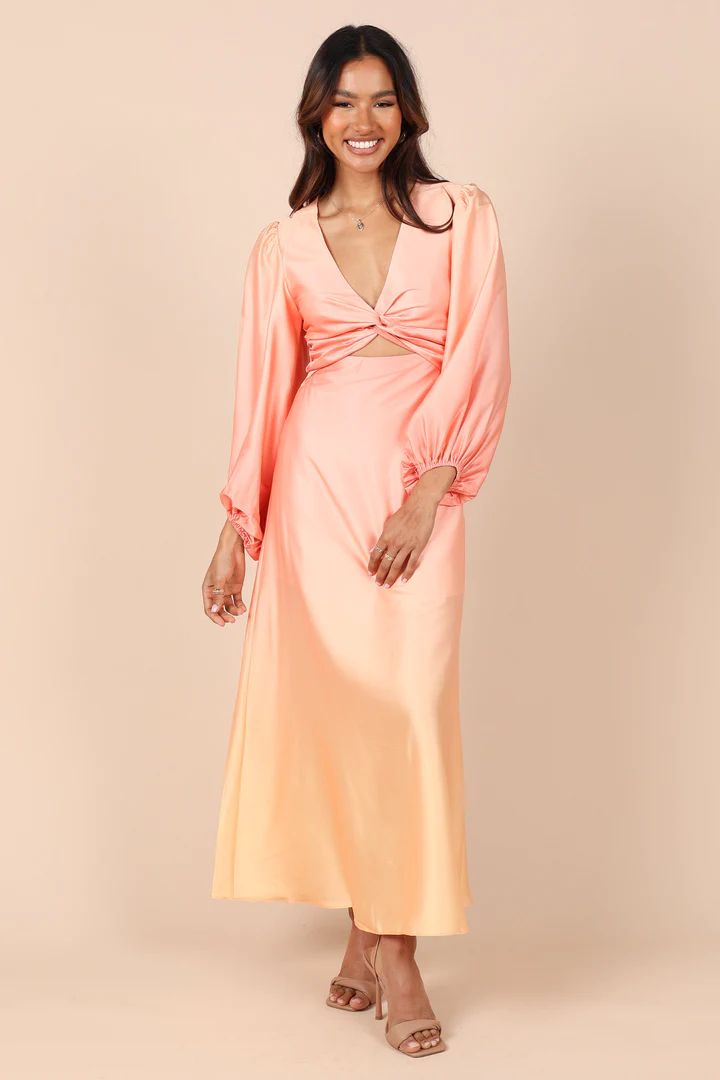 Crescent Long Sleeve Gradient Maxi Dress - Coral Gradient | Petal & Pup (US)