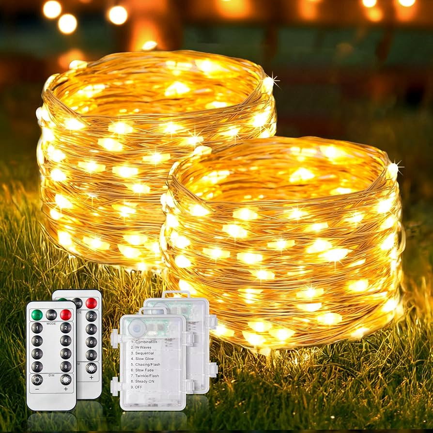33ft 100 LED Fairy Lights Battery Operated with Remote, HALHSAP Battery Powered String Lights, Wa... | Amazon (US)