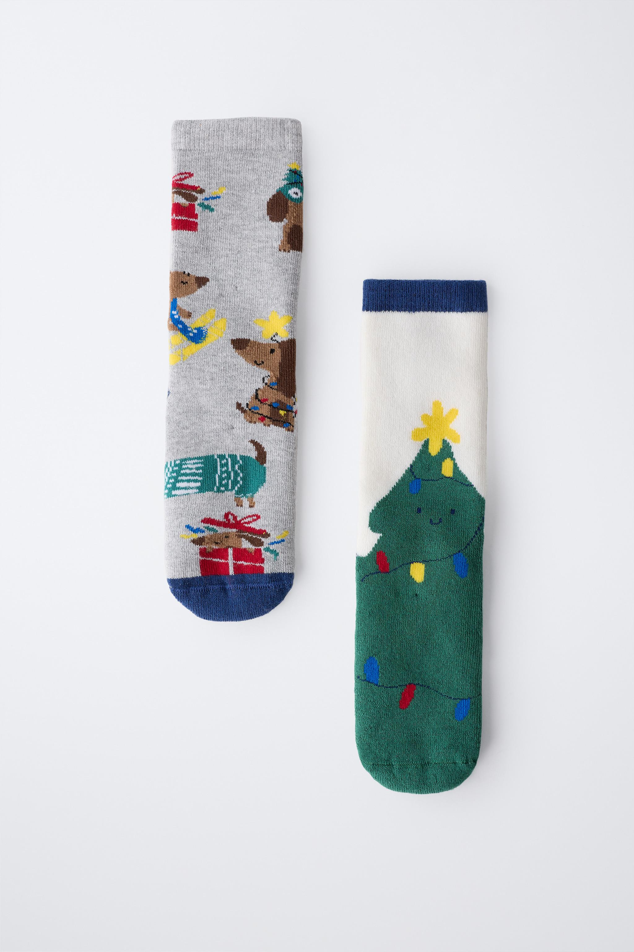 TWO-PACK OF NON-SLIP PUPPY AND TREE SOCKS | Zara US