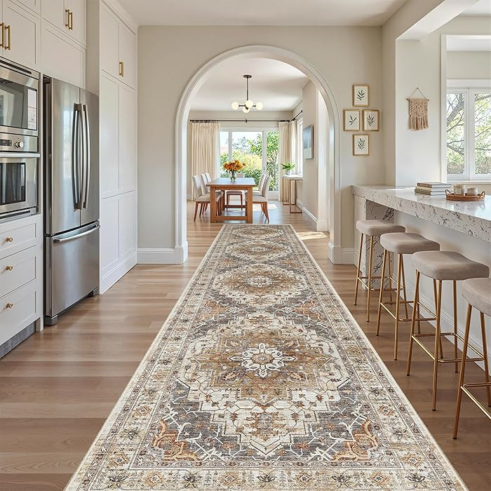 Madane Hallway Runner Rug 3x16 - Vintage Non Slip Washable 16ft Kitchen Runner for Entrance Soft ... | Amazon (US)