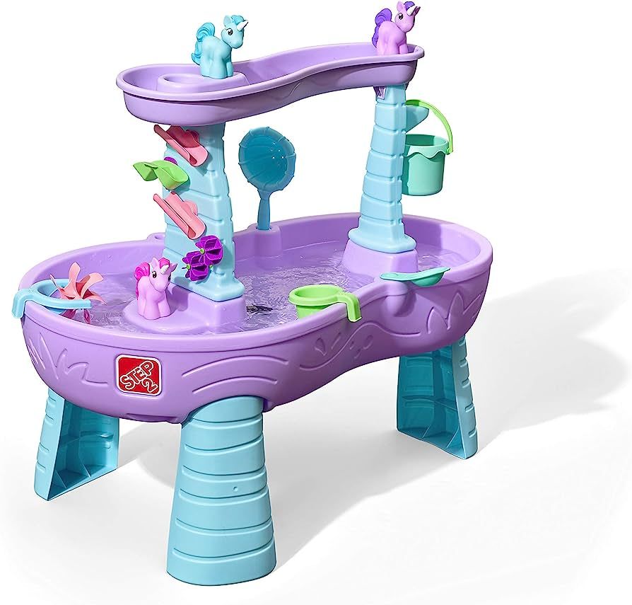 Step2 Rain Showers & Unicorns Water Table – Kids Purple Water Play Table with 13-Pc Unicorn Acc... | Amazon (US)
