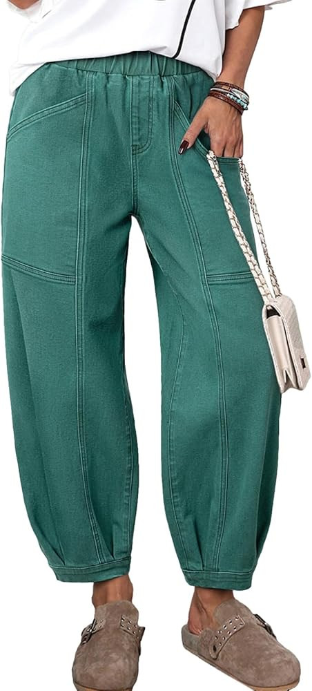 Sidefeel Barrel Jeans for Women Trendy Wide Leg High Waisted Cropped Baggy Relax Fit Stretch Pock... | Amazon (US)
