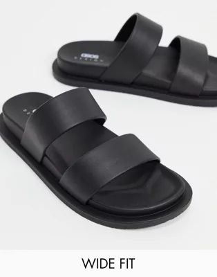 ASOS DESIGN Wide Fit Friday jelly flat sandals in black | ASOS (Global)