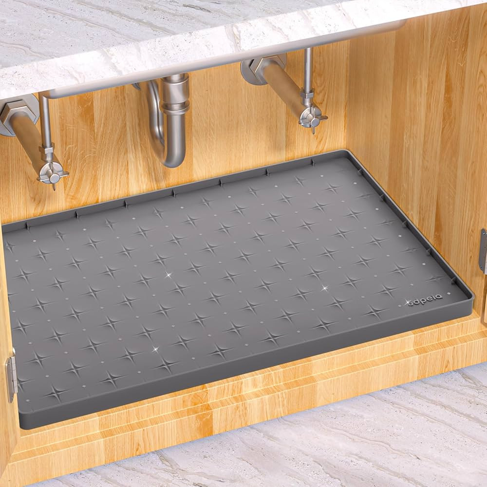 Sdpeia Under Sink Mat for [28" x 19"] Cabinet, Upgraded Silicone Waterproof Mat Kitchen Cabinet L... | Amazon (US)