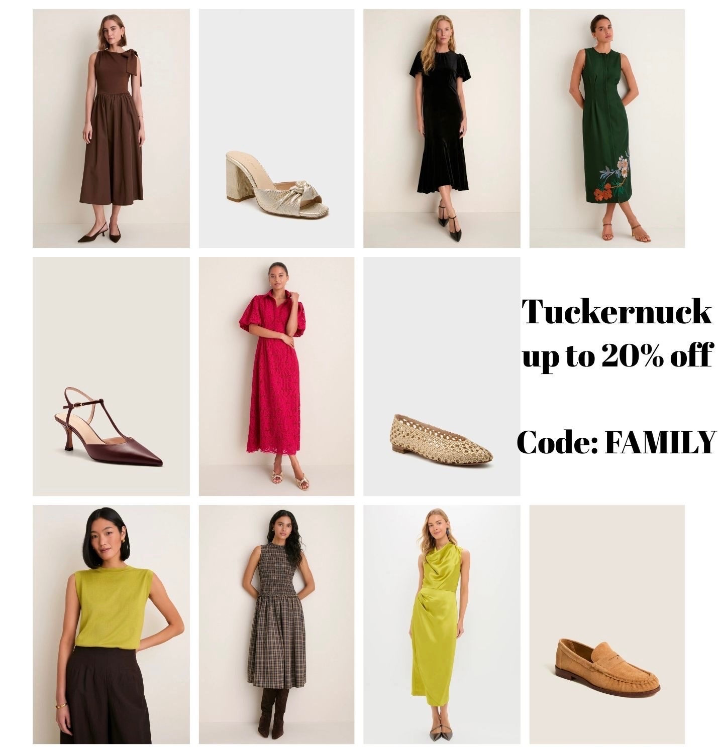 @Tuckernuck friends and family event is the BEST time to grab that one if a kind holiday dress! Use code FAMILY for up to 20% off
