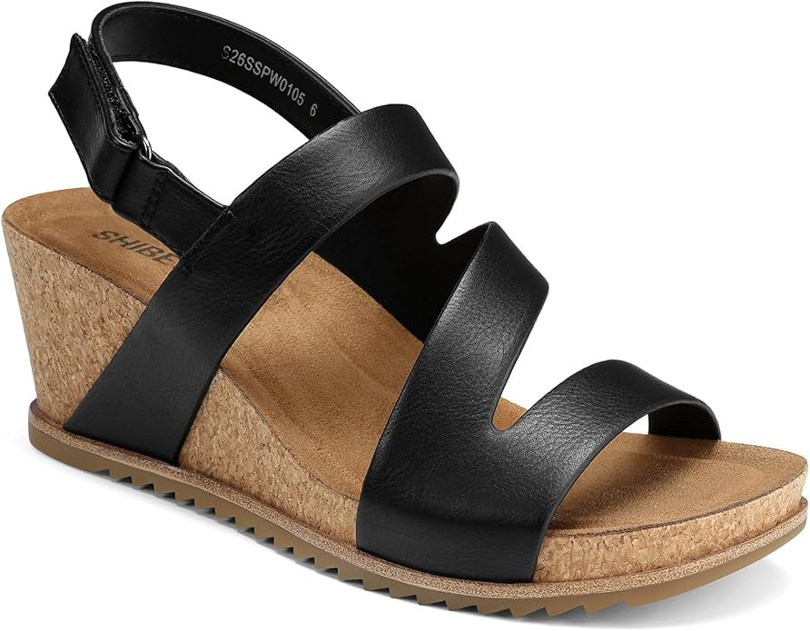 SHIBEVER Wedge Sandals for Women Dressy: Comfortable Open Toe Adjustable Ankle Strap Platform San... | Amazon (US)